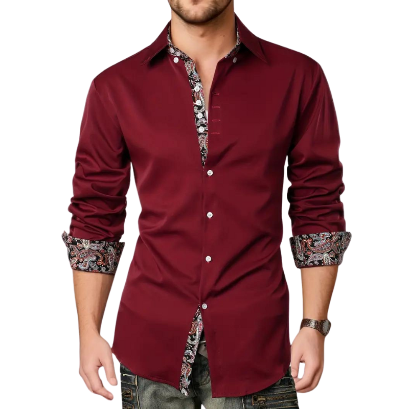 Slim Fit Paisley Button-Down Shirt for Men