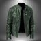 Leather Stand Collar Biker Jacket for Men