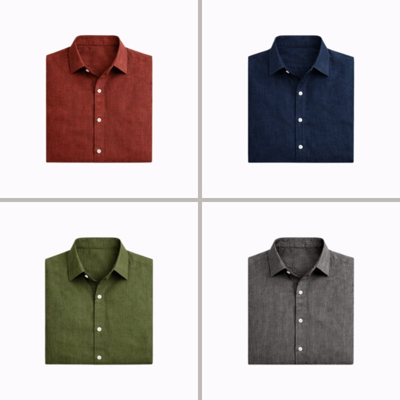 Linen Long Sleeve Collared Shirt for Men