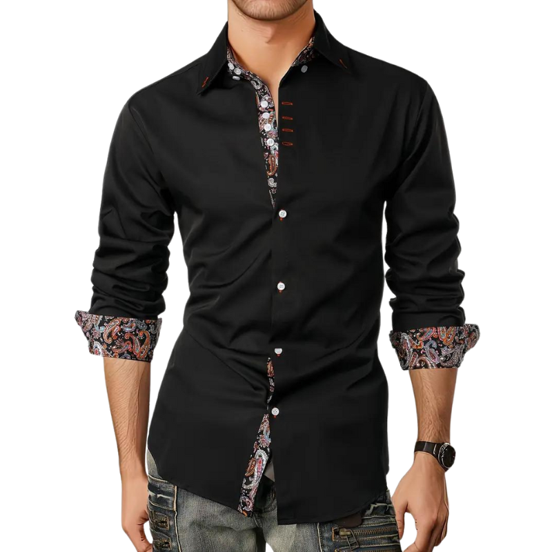 Slim Fit Paisley Button-Down Shirt for Men