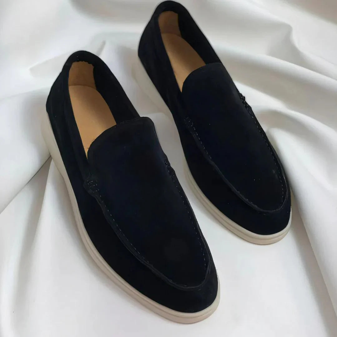 Suede Loafers with White Sole for Men
