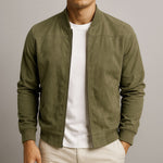 Suede Zip-Up Bomber Jacket for Men