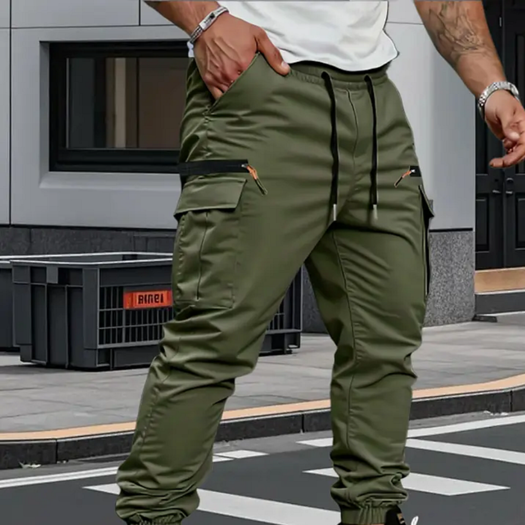 Cargo Jogger Trousers with Zip Pockets for Men