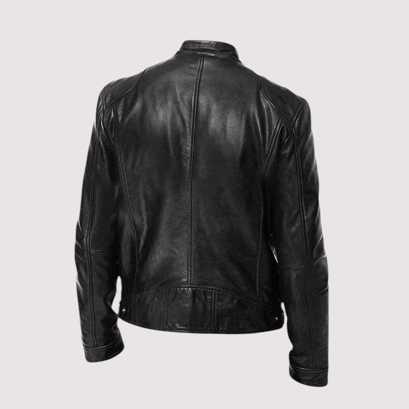 Zip-Up Leather Jacket for Men