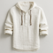 Linen Hooded Shirt with Button-Down Placket for Men
