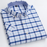 Button-Down Pinstripe Short Sleeve Shirt for Men