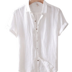 Linen Short Sleeve Button-Down Shirt for Men