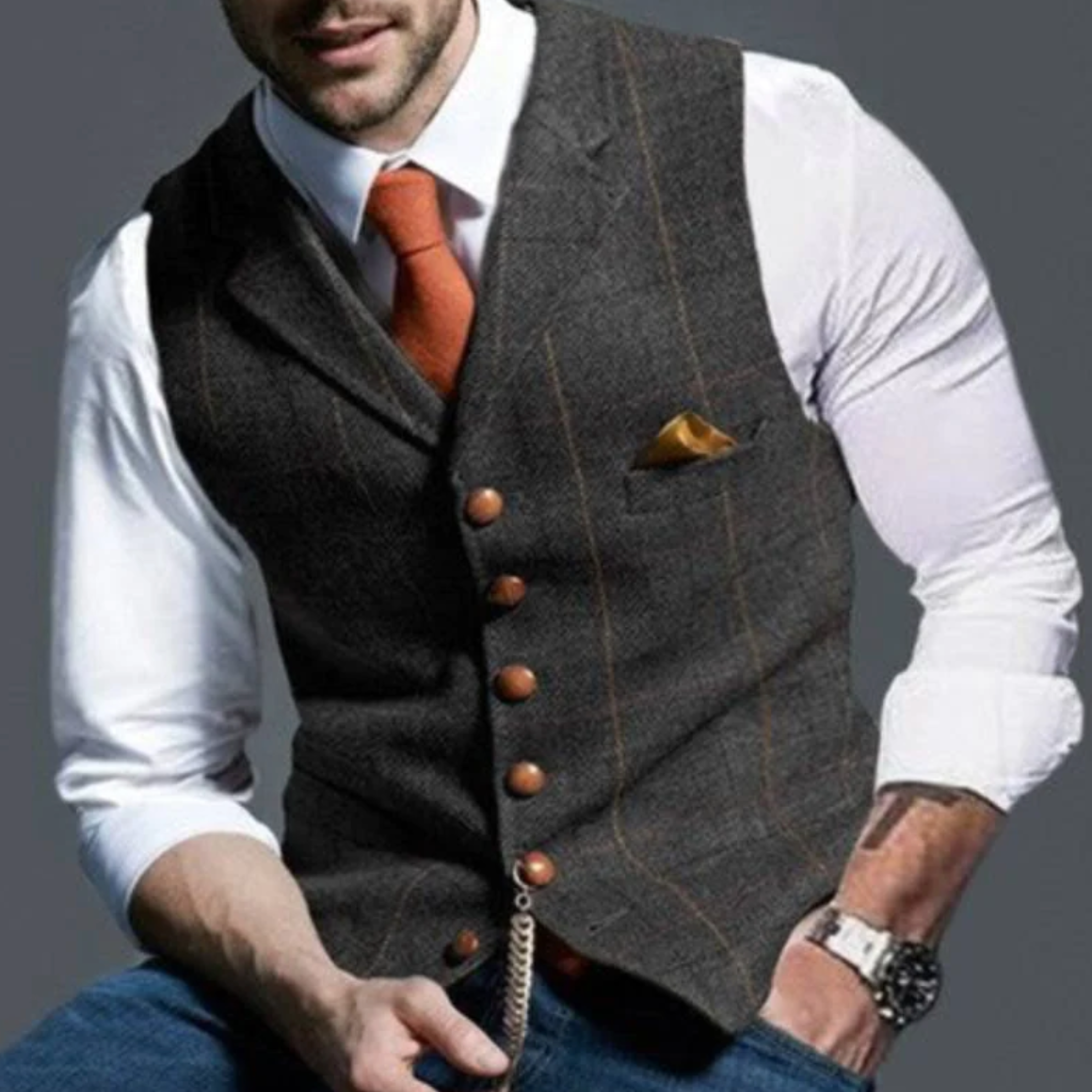 Double-Breasted Slim Fit Waistcoat for Men
