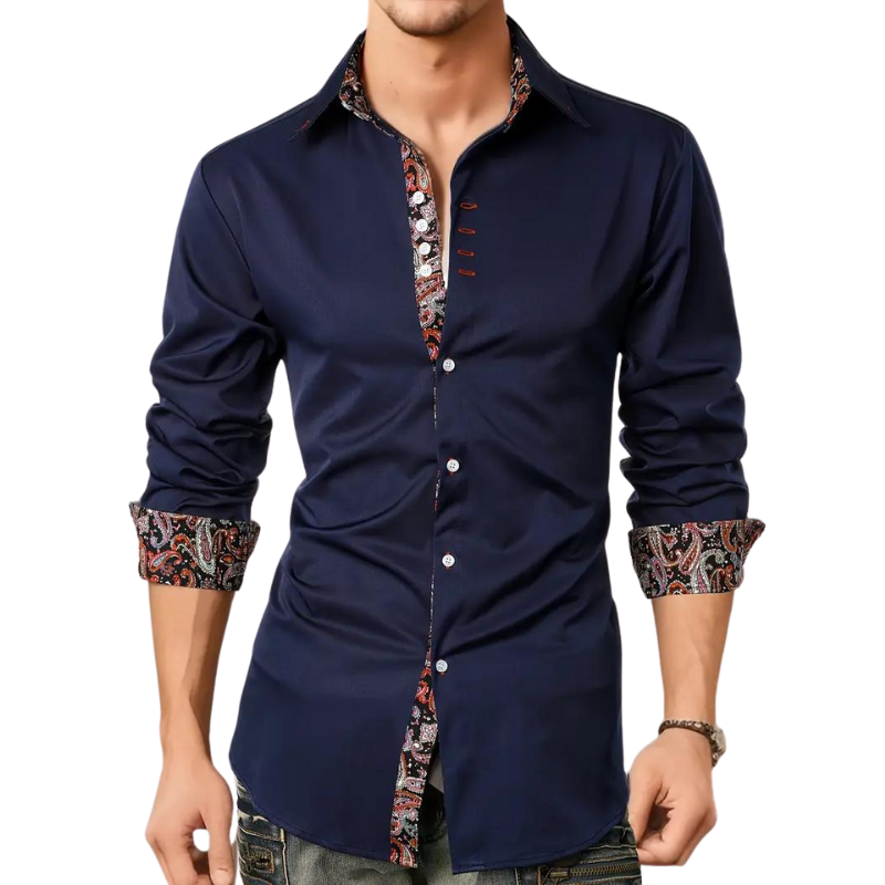 Slim Fit Paisley Button-Down Shirt for Men