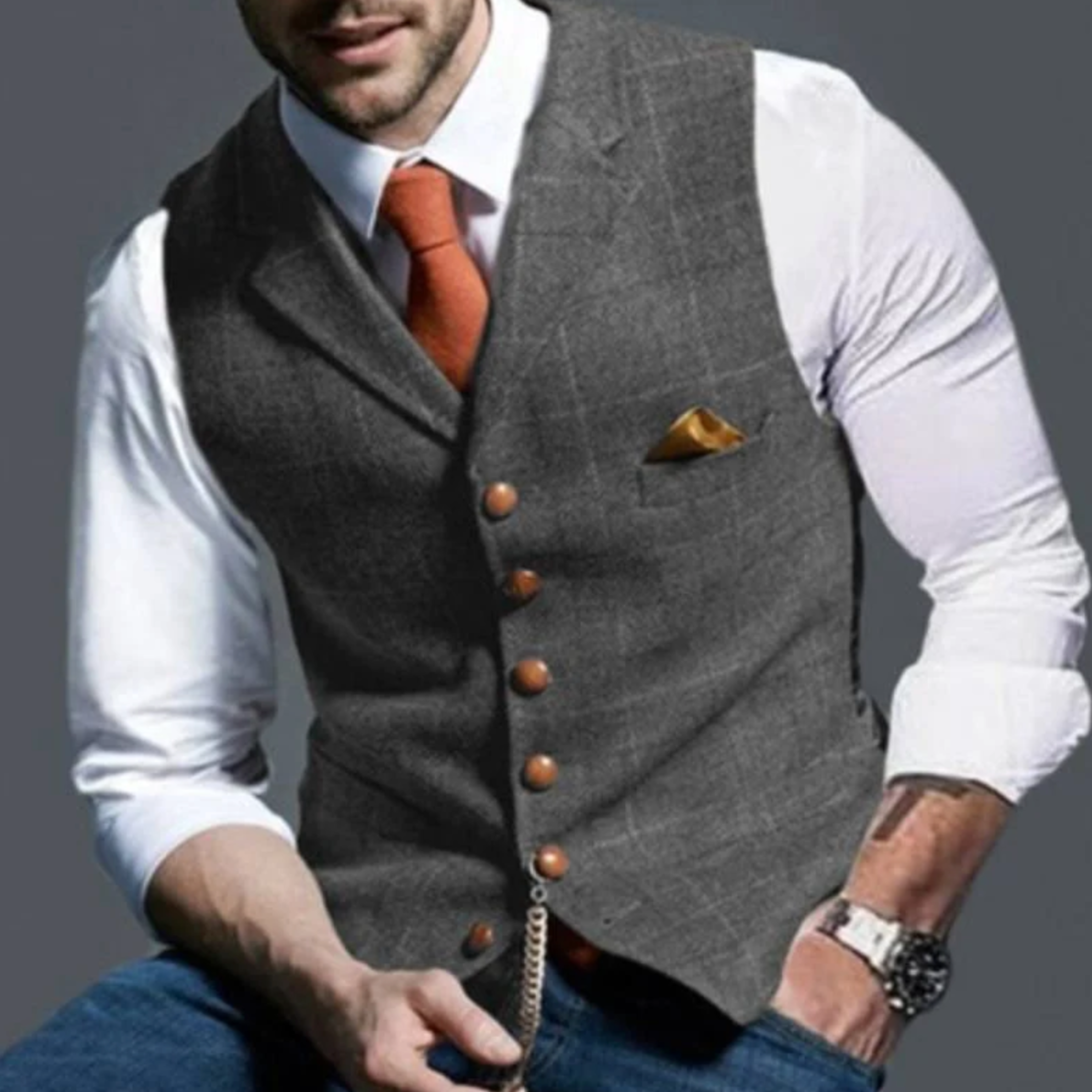 Double-Breasted Slim Fit Waistcoat for Men