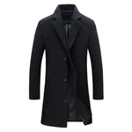 Long Wool Overcoat with Lapel Collar for Men