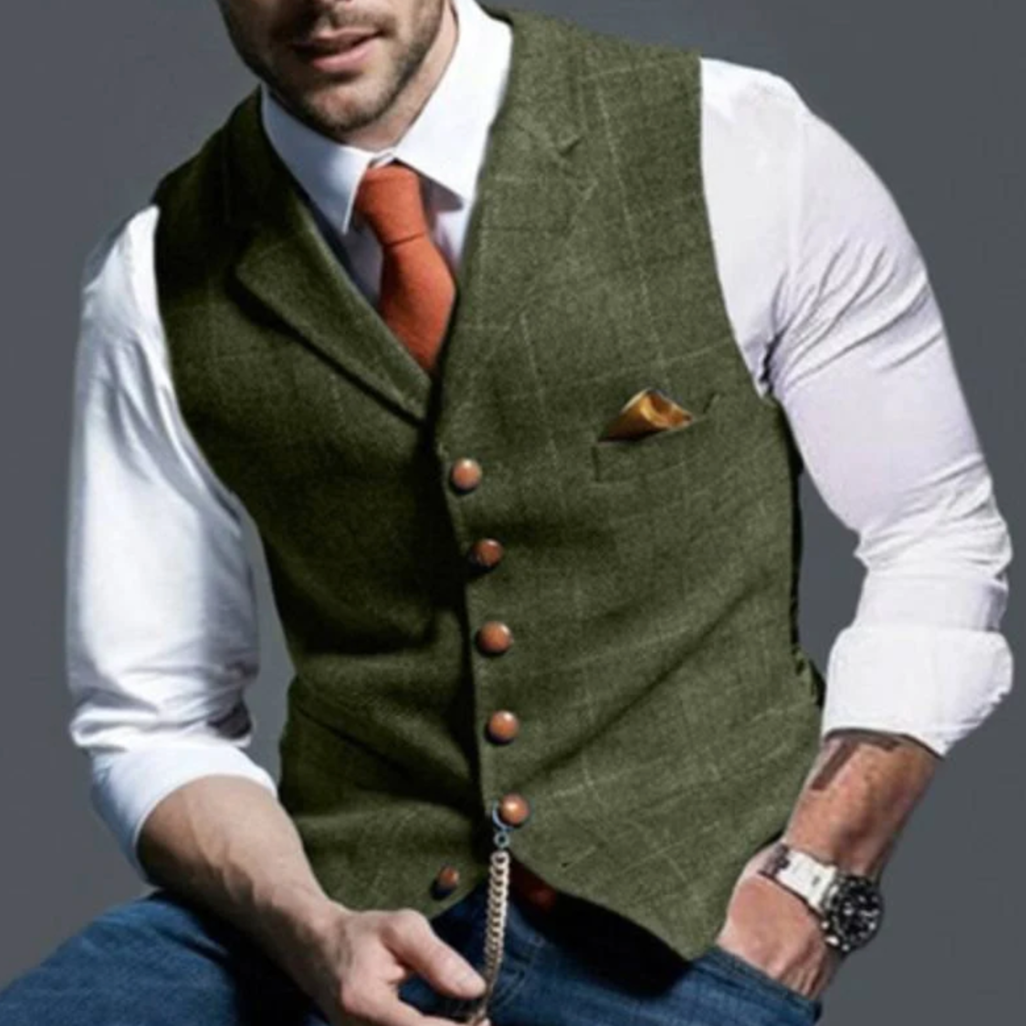 Double-Breasted Slim Fit Waistcoat for Men
