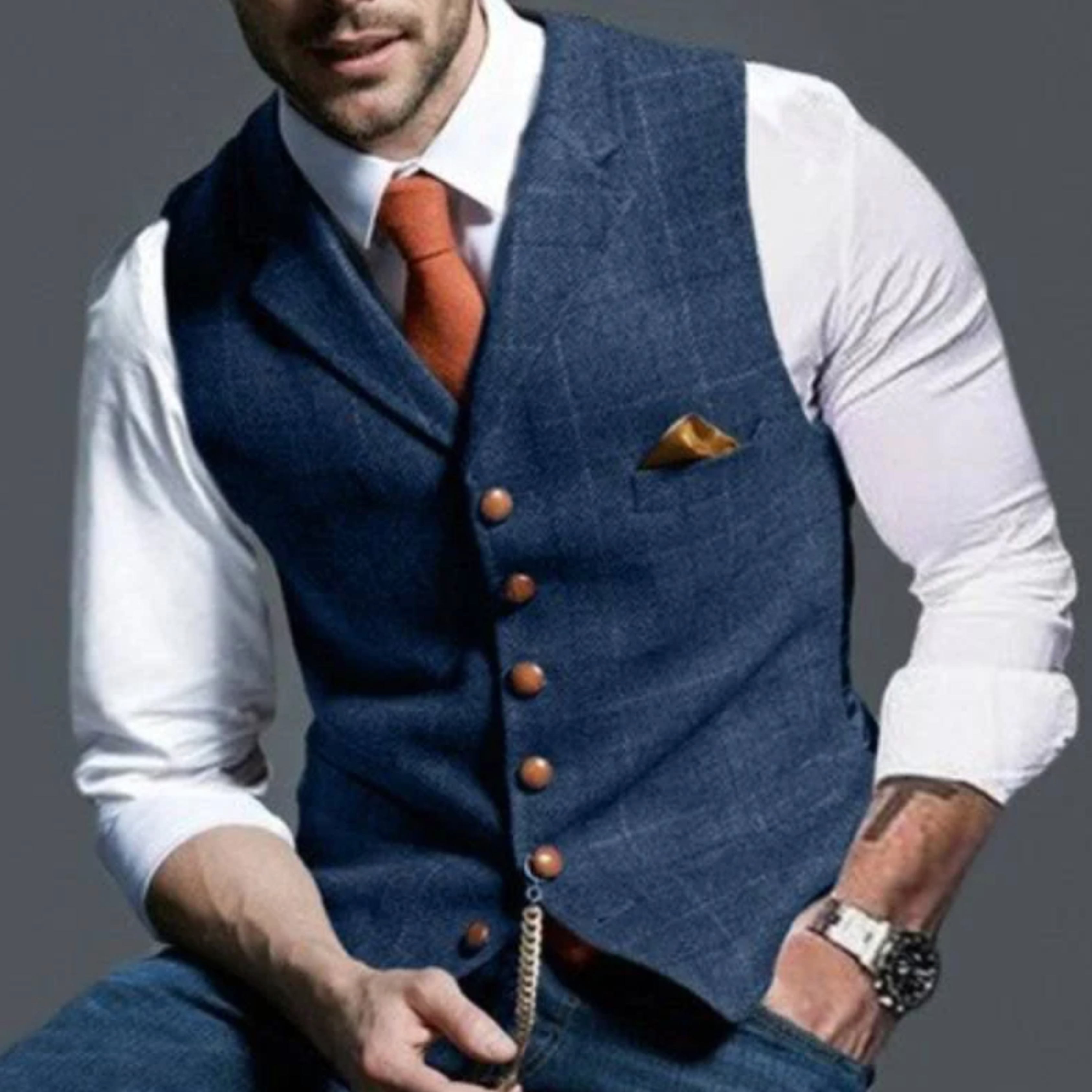 Double-Breasted Slim Fit Waistcoat for Men