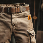 Belted Cargo Shorts with Flap Pockets for Men