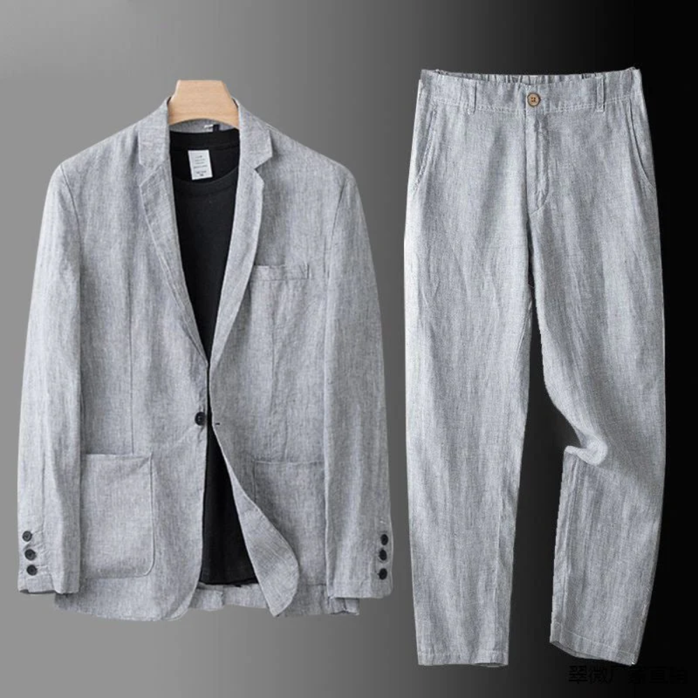 Linen Notch Lapel Suit Set for Men