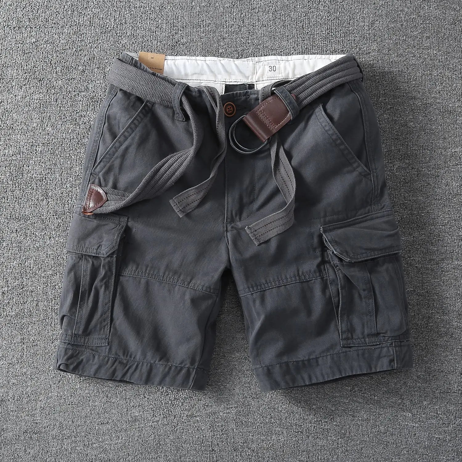 Cotton Cargo Shorts with Belt Loops for Men