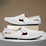 Perforated Leather Slip-On Loafers for Men
