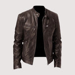 Zip-Up Leather Jacket for Men