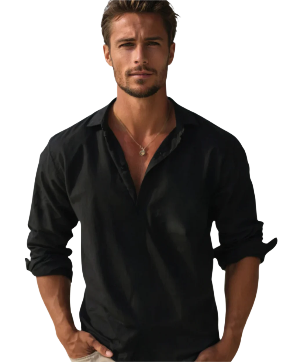 Long-Sleeved Collared Shirt for Men
