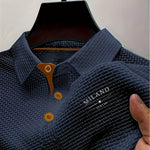 Textured Button-Down Polo Shirt for Men