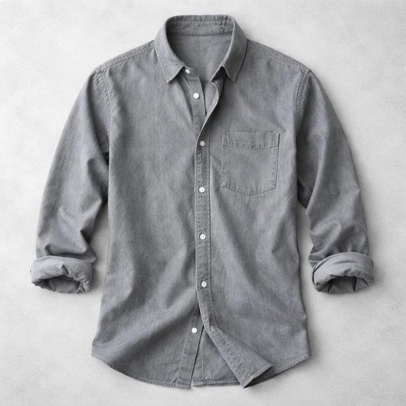 Button-Down Denim Overshirt for Men