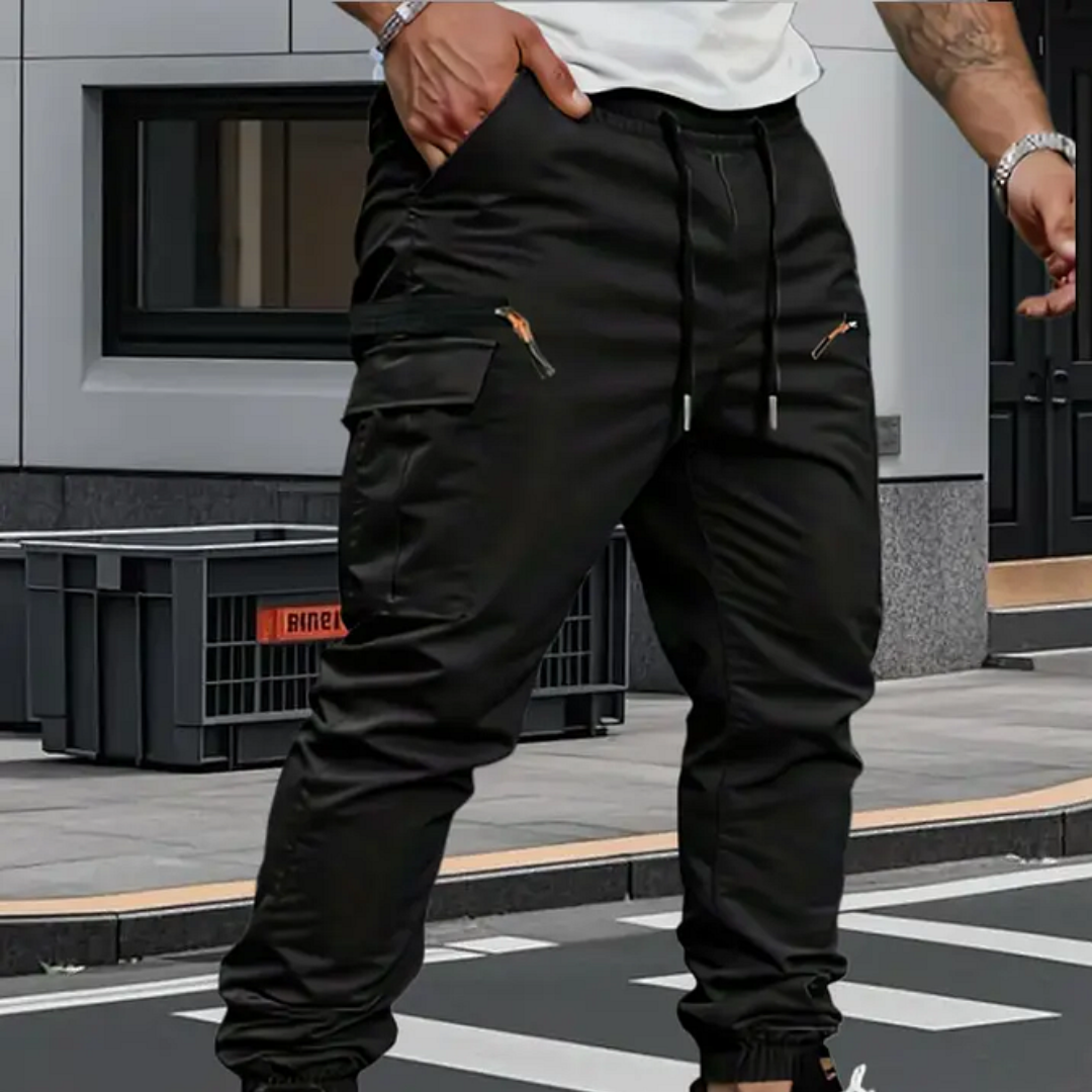 Cargo Jogger Trousers with Zip Pockets for Men