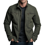 Zip-Up Stand Collar Cotton Jacket for Men