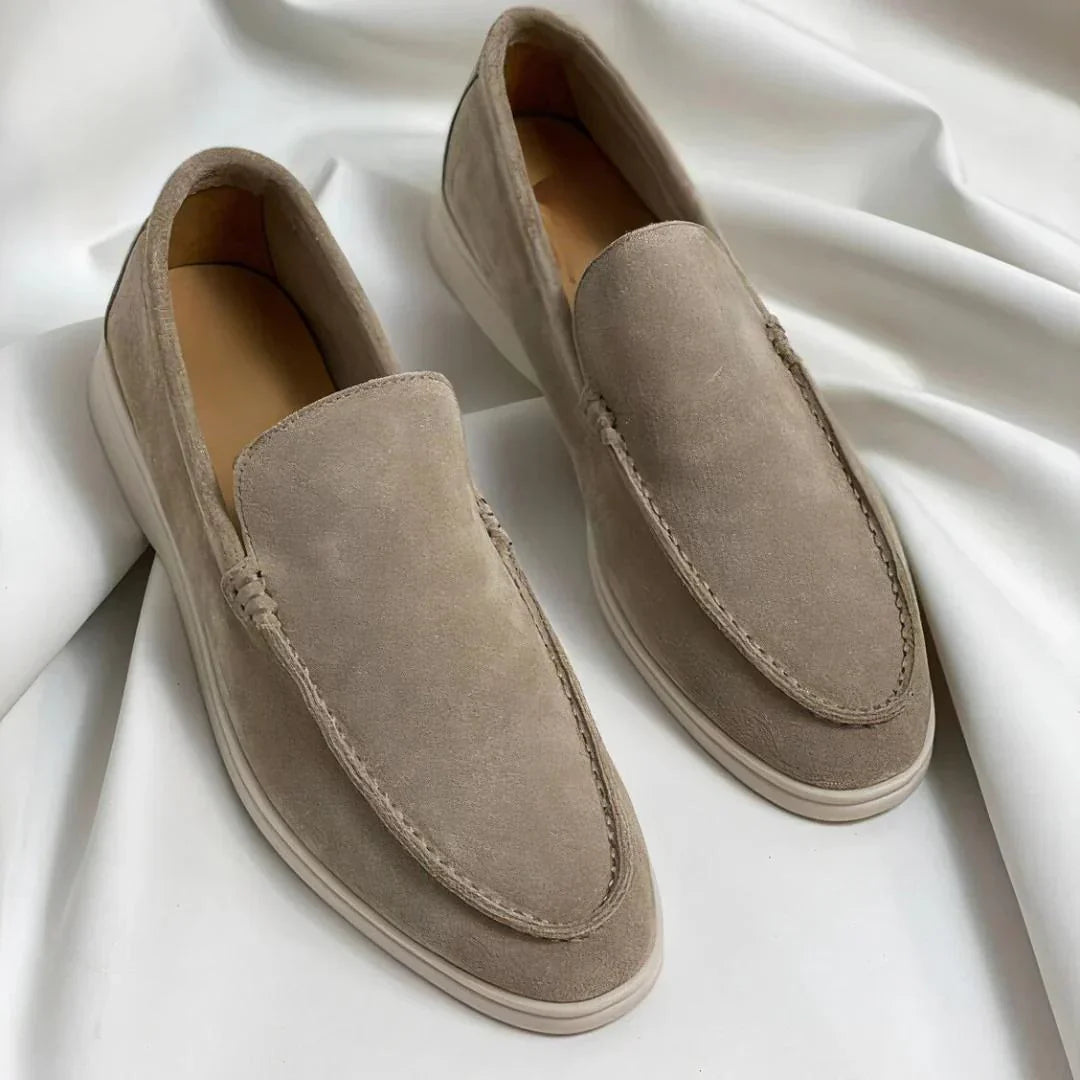 Suede Loafers with White Sole for Men