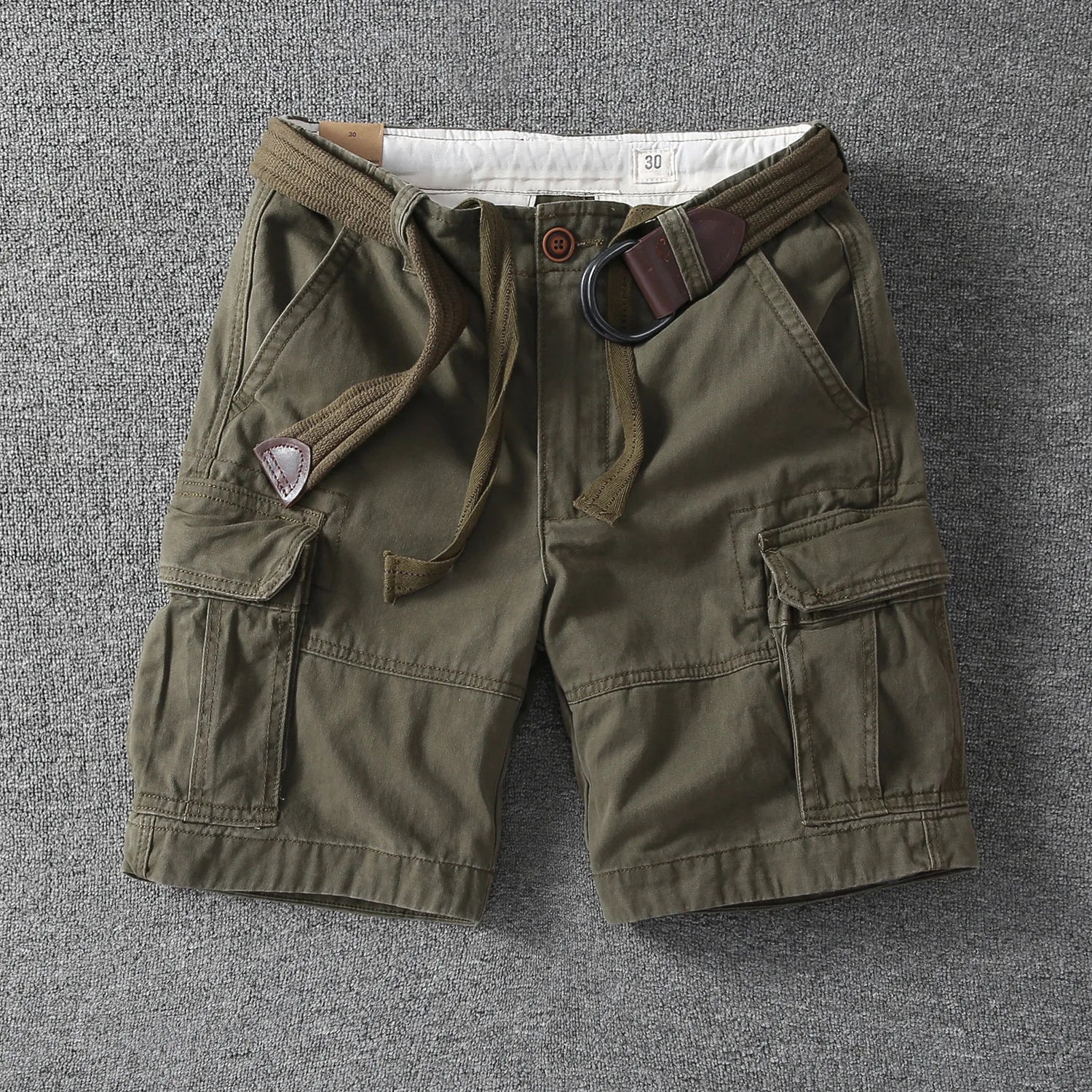 Cotton Cargo Shorts with Belt Loops for Men