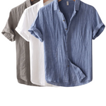 Linen Short Sleeve Button-Down Shirt for Men