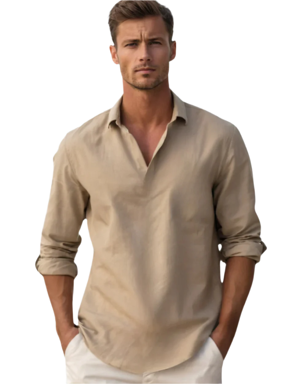 Long-Sleeved Collared Shirt for Men