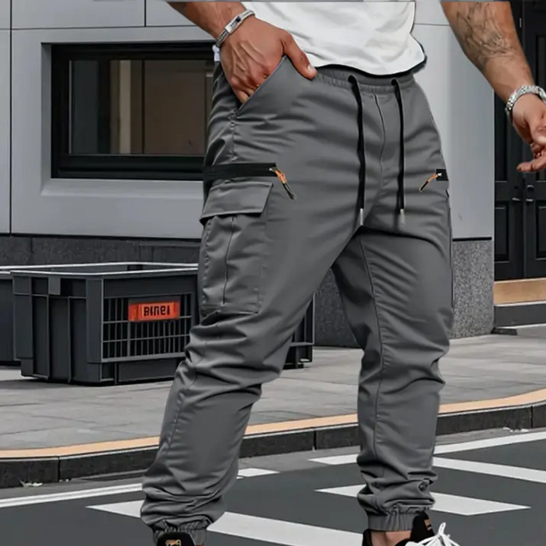 Cargo Jogger Trousers with Zip Pockets for Men