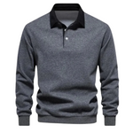 Polo Collar Long Sleeve Sweatshirt for Men