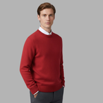 Crew Neck Ribbed Knit Sweater for Men