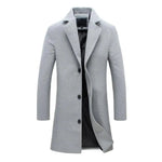 Long Wool Overcoat with Lapel Collar for Men