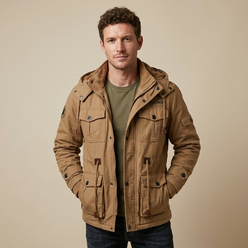 Hooded Cargo Jacket for Men