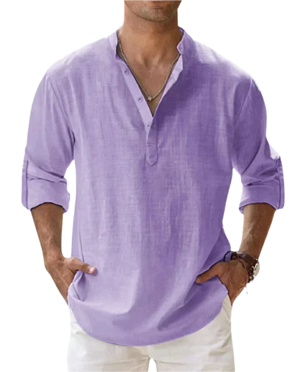 Long-Sleeved Collared Shirt for Men