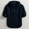 Linen Hooded Shirt with Button-Down Placket for Men