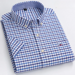 Button-Down Pinstripe Short Sleeve Shirt for Men