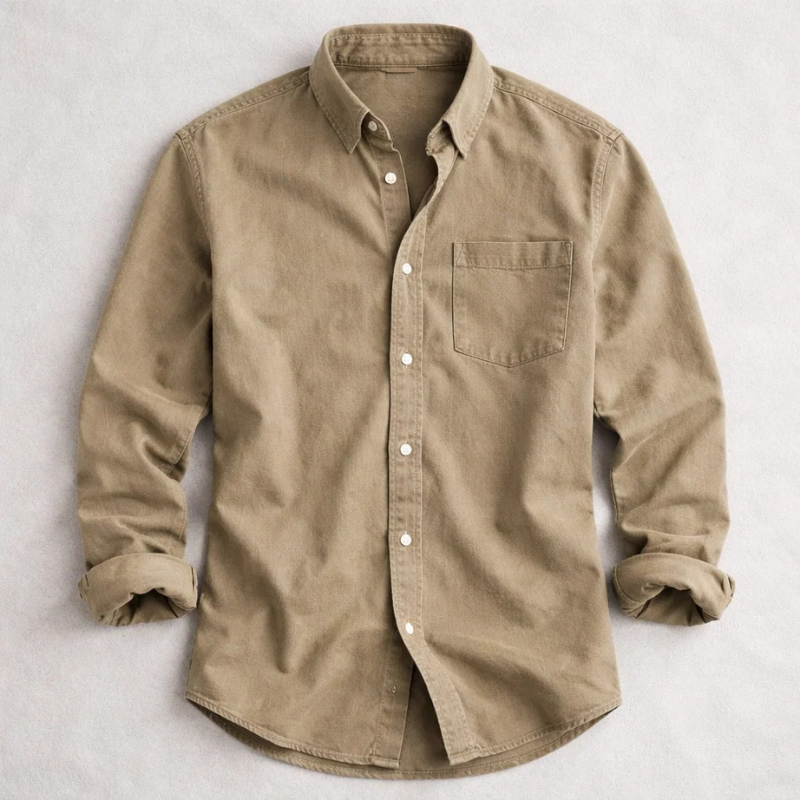 Button-Down Denim Overshirt for Men