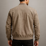 Suede Zip-Up Bomber Jacket for Men