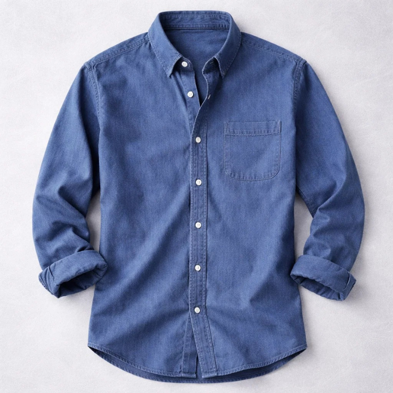 Button-Down Denim Overshirt for Men