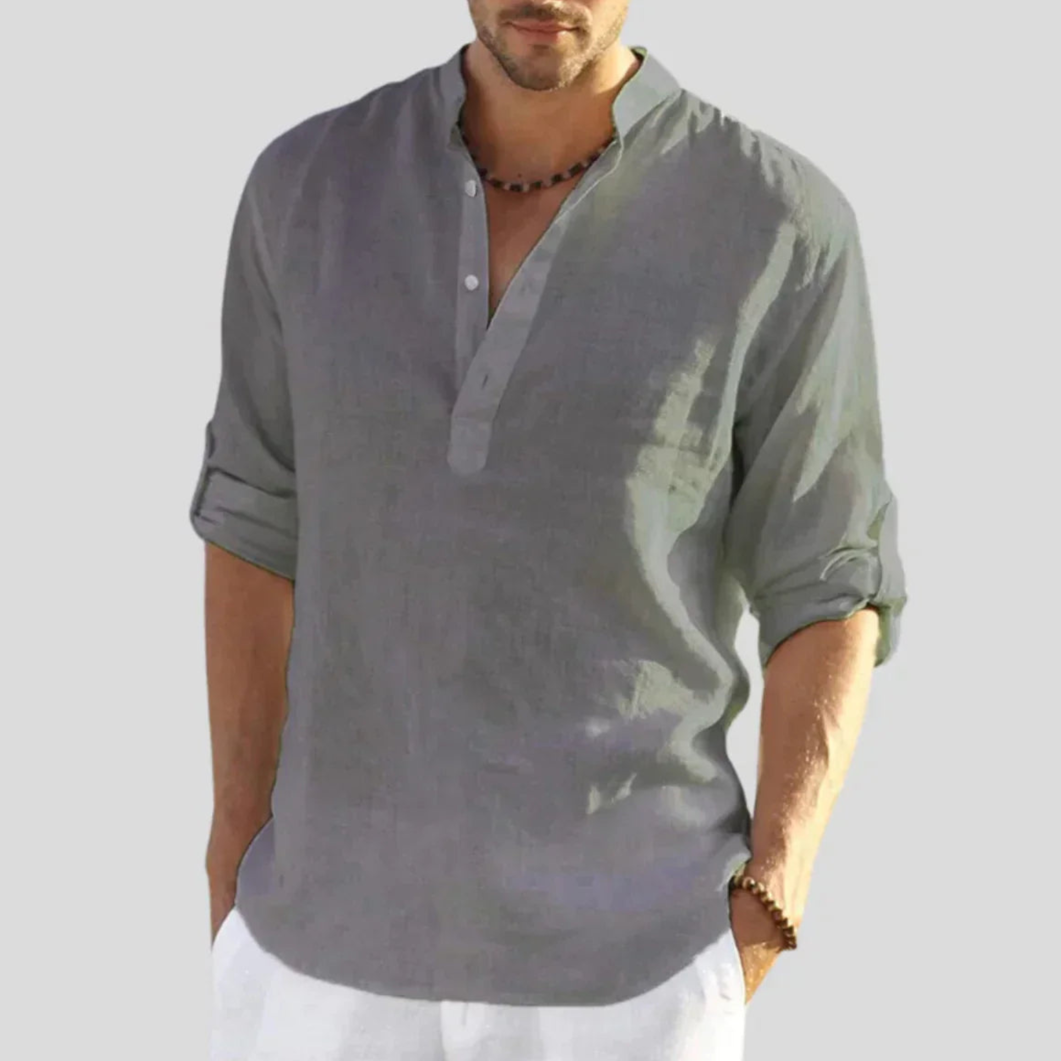 Linen Henley Shirt for Men