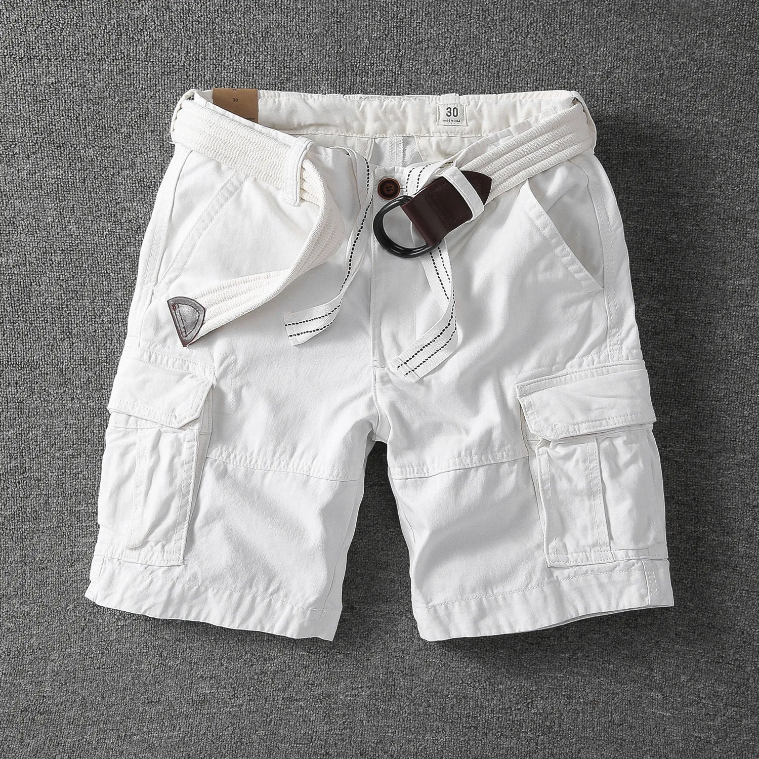 Cotton Cargo Shorts with Belt Loops for Men
