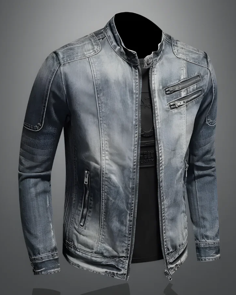 Zip-Up Denim Jacket for Men