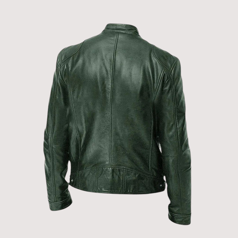 Zip-Up Leather Jacket for Men