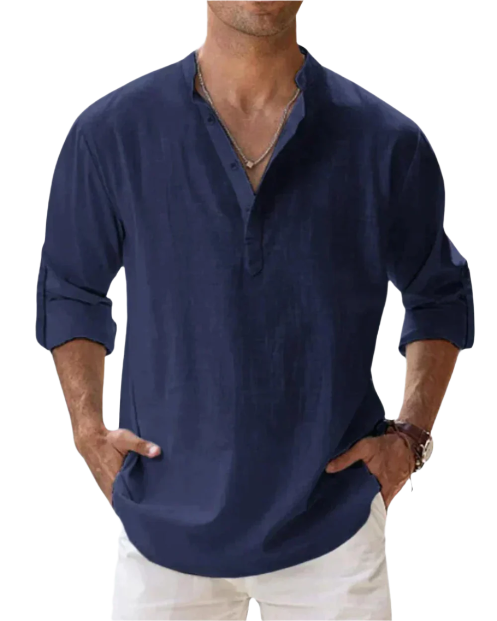 Long-Sleeved Collared Shirt for Men