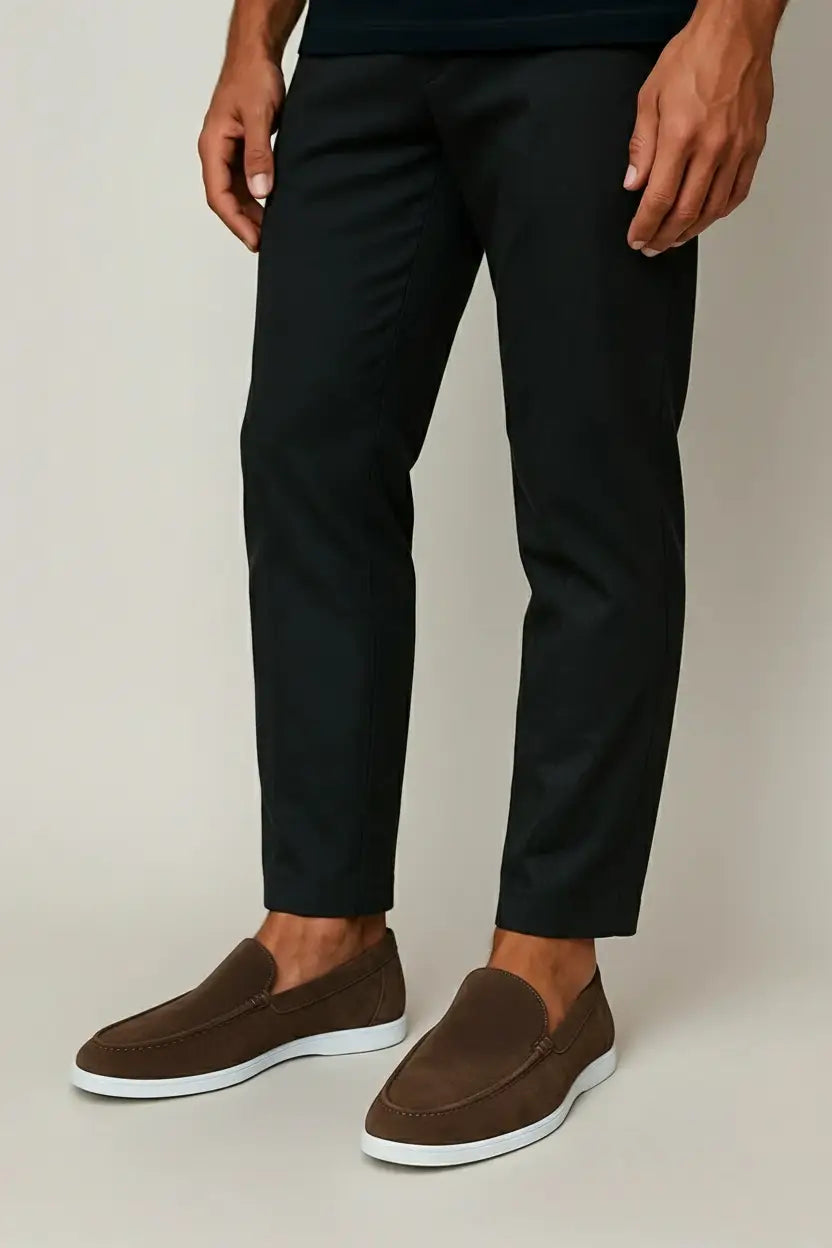 Suede Loafers with White Sole for Men