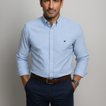 Button-Down Pinstripe Short Sleeve Shirt for Men