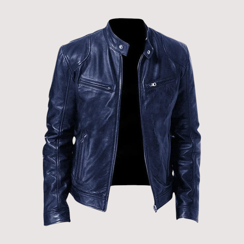 Zip-Up Leather Jacket for Men